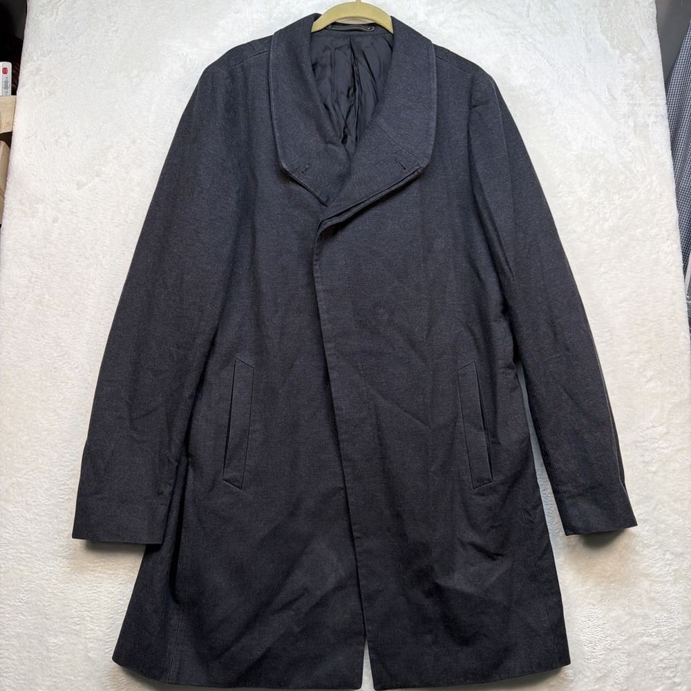 AllSaints Saul Coat‎ Men 38 Gray Italian Wool Blend Overcoat Minimal Modern